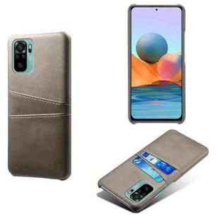 For Xiaomi Redmi Note 10 4G Calf Texture PC + PU Leather Back Cover Shockproof Case with Dual Card Slots(Grey)