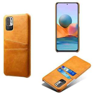 For Xiaomi Redmi Note 10 5G Calf Texture PC + PU Leather Back Cover Shockproof Case with Dual Card Slots(Orange)