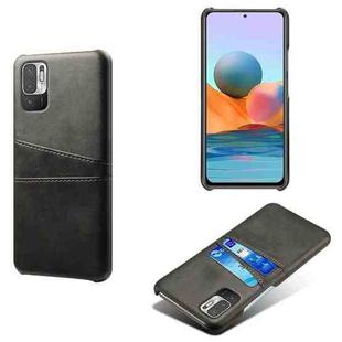 For Xiaomi Redmi Note 10 5G Calf Texture PC + PU Leather Back Cover Shockproof Case with Dual Card Slots(Black)