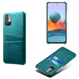 For Xiaomi Redmi Note 10 5G Calf Texture PC + PU Leather Back Cover Shockproof Case with Dual Card Slots(Green)