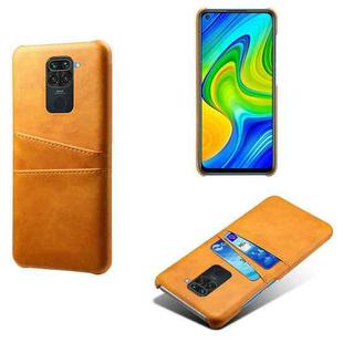 For Xiaomi Redmi Note 9 Calf Texture PC + PU Leather Back Cover Shockproof Case with Dual Card Slots(Orange)