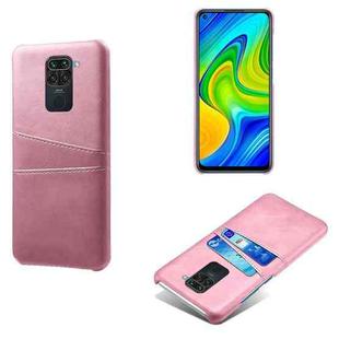 For Xiaomi Redmi Note 9 Calf Texture PC + PU Leather Back Cover Shockproof Case with Dual Card Slots(Pink)