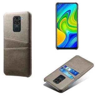 For Xiaomi Redmi Note 9 Calf Texture PC + PU Leather Back Cover Shockproof Case with Dual Card Slots(Grey)