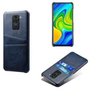 For Xiaomi Redmi Note 9 Calf Texture PC + PU Leather Back Cover Shockproof Case with Dual Card Slots(Blue)