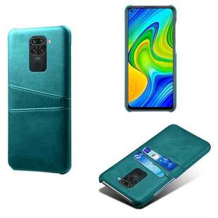 For Xiaomi Redmi Note 9 Calf Texture PC + PU Leather Back Cover Shockproof Case with Dual Card Slots(Green)