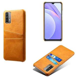 For Xiaomi Redmi Note 9 4G Calf Texture PC + PU Leather Back Cover Shockproof Case with Dual Card Slots(Orange)