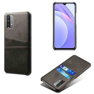 For Xiaomi Redmi Note 9 4G Calf Texture PC + PU Leather Back Cover Shockproof Case with Dual Card Slots(Black)