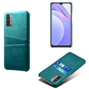 For Xiaomi Redmi Note 9 4G Calf Texture PC + PU Leather Back Cover Shockproof Case with Dual Card Slots(Green)