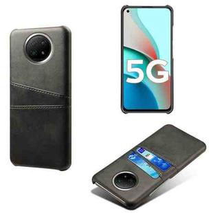 For Xiaomi Redmi Note 9 5G Calf Texture PC + PU Leather Back Cover Shockproof Case with Dual Card Slots(Black)
