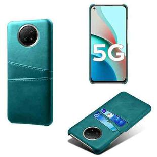 For Xiaomi Redmi Note 9 5G Calf Texture PC + PU Leather Back Cover Shockproof Case with Dual Card Slots(Green)