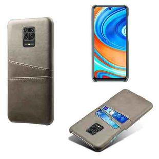 For Xiaomi Redmi Note 9S Calf Texture PC + PU Leather Back Cover Shockproof Case with Dual Card Slots(Grey)