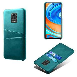 For Xiaomi Redmi Note 9S Calf Texture PC + PU Leather Back Cover Shockproof Case with Dual Card Slots(Green)