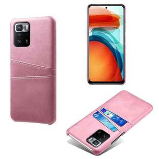 For Xiaomi Redmi Note 10 Pro 5G Calf Texture PC + PU Leather Back Cover Shockproof Case with Dual Card Slots(Pink)