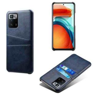 For Xiaomi Redmi Note 10 Pro 5G Calf Texture PC + PU Leather Back Cover Shockproof Case with Dual Card Slots(Blue)