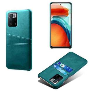 For Xiaomi Redmi Note 10 Pro 5G Calf Texture PC + PU Leather Back Cover Shockproof Case with Dual Card Slots(Green)