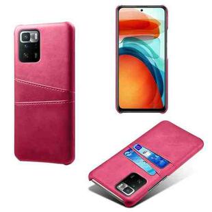 For Xiaomi Redmi Note 10 Pro 5G Calf Texture PC + PU Leather Back Cover Shockproof Case with Dual Card Slots(Rose Red)