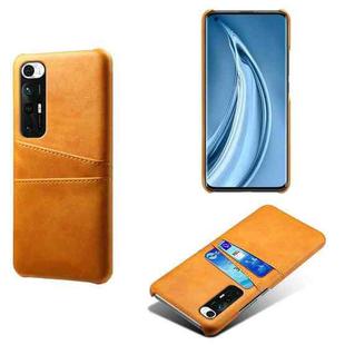 For Xiaomi Mi 10S Calf Texture PC + PU Leather Back Cover Shockproof Case with Dual Card Slots(Orange)