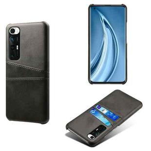 For Xiaomi Mi 10S Calf Texture PC + PU Leather Back Cover Shockproof Case with Dual Card Slots(Black)