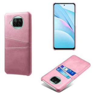 For Xiaomi Mi 10T Lite Calf Texture PC + PU Leather Back Cover Shockproof Case with Dual Card Slots(Pink)