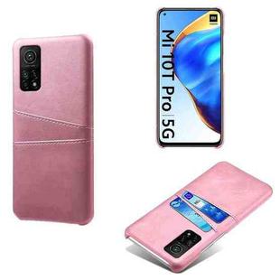 For Xiaomi Mi 10T Pro 5G Calf Texture PC + PU Leather Back Cover Shockproof Case with Dual Card Slots(Pink)