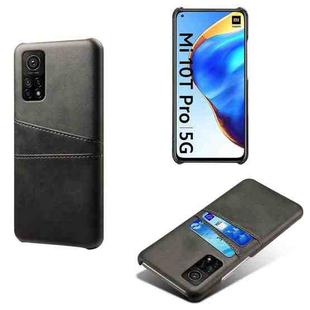 For Xiaomi Mi 10T Pro 5G Calf Texture PC + PU Leather Back Cover Shockproof Case with Dual Card Slots(Black)