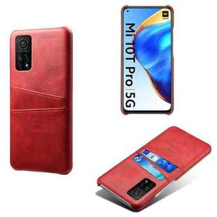 For Xiaomi Mi 10T Pro 5G Calf Texture PC + PU Leather Back Cover Shockproof Case with Dual Card Slots(Red)