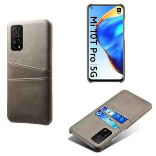 For Xiaomi Mi 10T Pro 5G Calf Texture PC + PU Leather Back Cover Shockproof Case with Dual Card Slots(Grey)