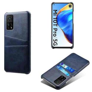 For Xiaomi Mi 10T Pro 5G Calf Texture PC + PU Leather Back Cover Shockproof Case with Dual Card Slots(Blue)