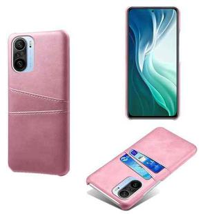 For Xiaomi Mi 11i 5G Calf Texture PC + PU Leather Back Cover Shockproof Case with Dual Card Slots(Pink)