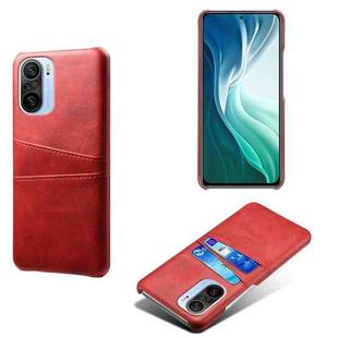 For Xiaomi Mi 11i 5G Calf Texture PC + PU Leather Back Cover Shockproof Case with Dual Card Slots(Red)