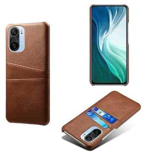 For Xiaomi Mi 11i 5G Calf Texture PC + PU Leather Back Cover Shockproof Case with Dual Card Slots(Brown)