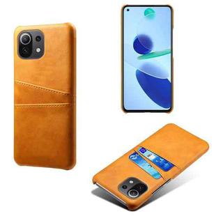 For Xiaomi Mi 11 Lite 5G Calf Texture PC + PU Leather Back Cover Shockproof Case with Dual Card Slots(Orange)