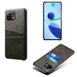 For Xiaomi Mi 11 Lite 5G Calf Texture PC + PU Leather Back Cover Shockproof Case with Dual Card Slots(Black)