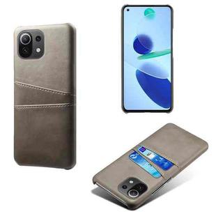 For Xiaomi Mi 11 Lite 5G Calf Texture PC + PU Leather Back Cover Shockproof Case with Dual Card Slots(Grey)