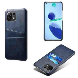 For Xiaomi Mi 11 Lite 5G Calf Texture PC + PU Leather Back Cover Shockproof Case with Dual Card Slots(Blue)