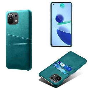 For Xiaomi Mi 11 Lite 5G Calf Texture PC + PU Leather Back Cover Shockproof Case with Dual Card Slots(Green)