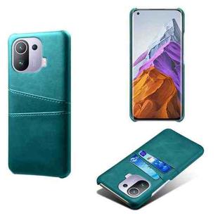 For Xiaomi Mi 11 Pro 5G Calf Texture PC + PU Leather Back Cover Shockproof Case with Dual Card Slots(Green)