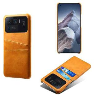 For Xiaomi Mi 11 Ultra Calf Texture PC + PU Leather Back Cover Shockproof Case with Dual Card Slots(Orange)