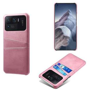 For Xiaomi Mi 11 Ultra Calf Texture PC + PU Leather Back Cover Shockproof Case with Dual Card Slots(Pink)