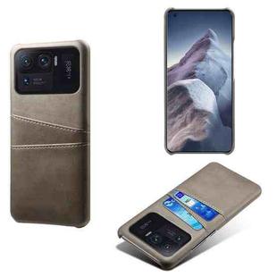 For Xiaomi Mi 11 Ultra Calf Texture PC + PU Leather Back Cover Shockproof Case with Dual Card Slots(Grey)