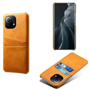 For Xiaomi Mi 11 Calf Texture PC + PU Leather Back Cover Shockproof Case with Dual Card Slots(Orange)