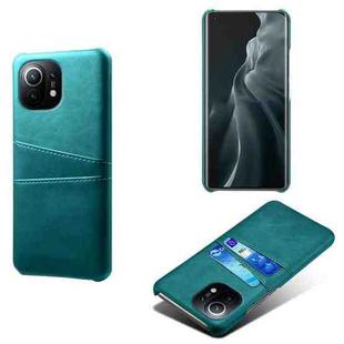 For Xiaomi Mi 11 Calf Texture PC + PU Leather Back Cover Shockproof Case with Dual Card Slots(Green)
