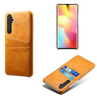 For Xiaomi Mi Note 10 Lite Calf Texture PC + PU Leather Back Cover Shockproof Case with Dual Card Slots(Orange)