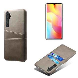 For Xiaomi Mi Note 10 Lite Calf Texture PC + PU Leather Back Cover Shockproof Case with Dual Card Slots(Grey)