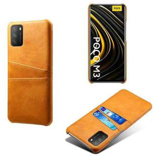 For Xiaomi Poco M3 Calf Texture PC + PU Leather Back Cover Shockproof Case with Dual Card Slots(Orange)