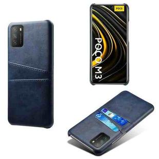 For Xiaomi Poco M3 Calf Texture PC + PU Leather Back Cover Shockproof Case with Dual Card Slots(Blue)
