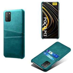 For Xiaomi Poco M3 Calf Texture PC + PU Leather Back Cover Shockproof Case with Dual Card Slots(Green)