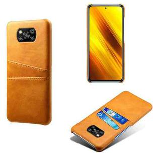 For Xiaomi Poco X3 Calf Texture PC + PU Leather Back Cover Shockproof Case with Dual Card Slots(Orange)