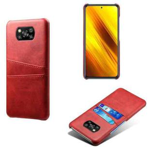 For Xiaomi Poco X3 Calf Texture PC + PU Leather Back Cover Shockproof Case with Dual Card Slots(Red)