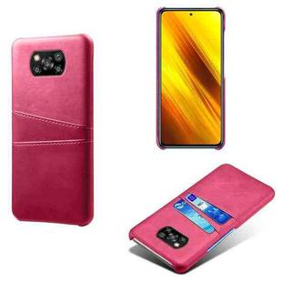 For Xiaomi Poco X3 Calf Texture PC + PU Leather Back Cover Shockproof Case with Dual Card Slots(Rose Red)